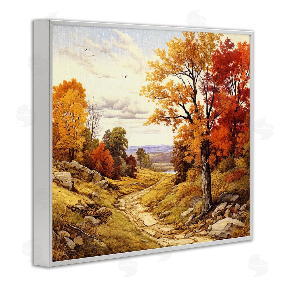 Stupell Studio Classic Fall Foliage Path White Framed Giclee Wall Art Print