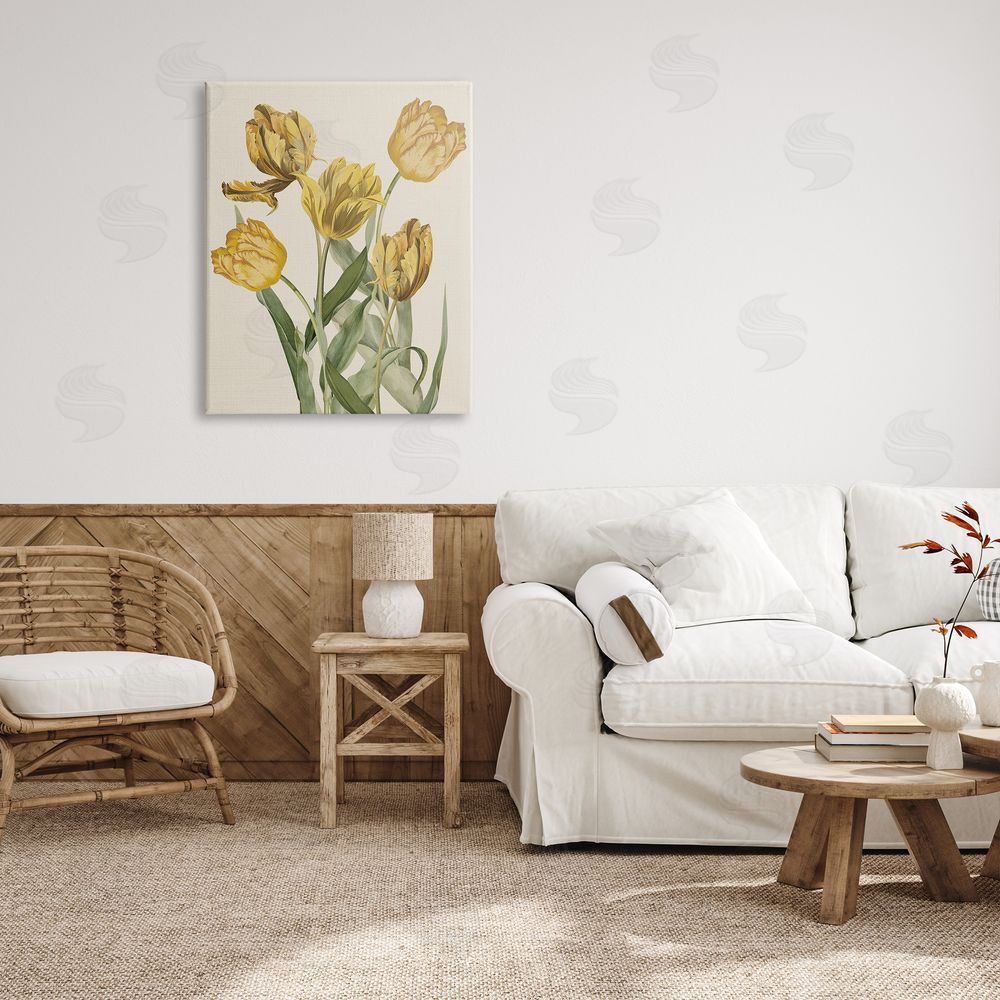 Stupell Studio Antique Yellow Tulips Canvas Wall Art Print in Room