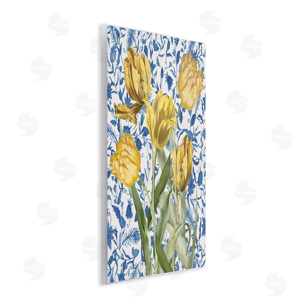 Stupell Studio Tulips on Blue Toile Wall Plaque Art Print