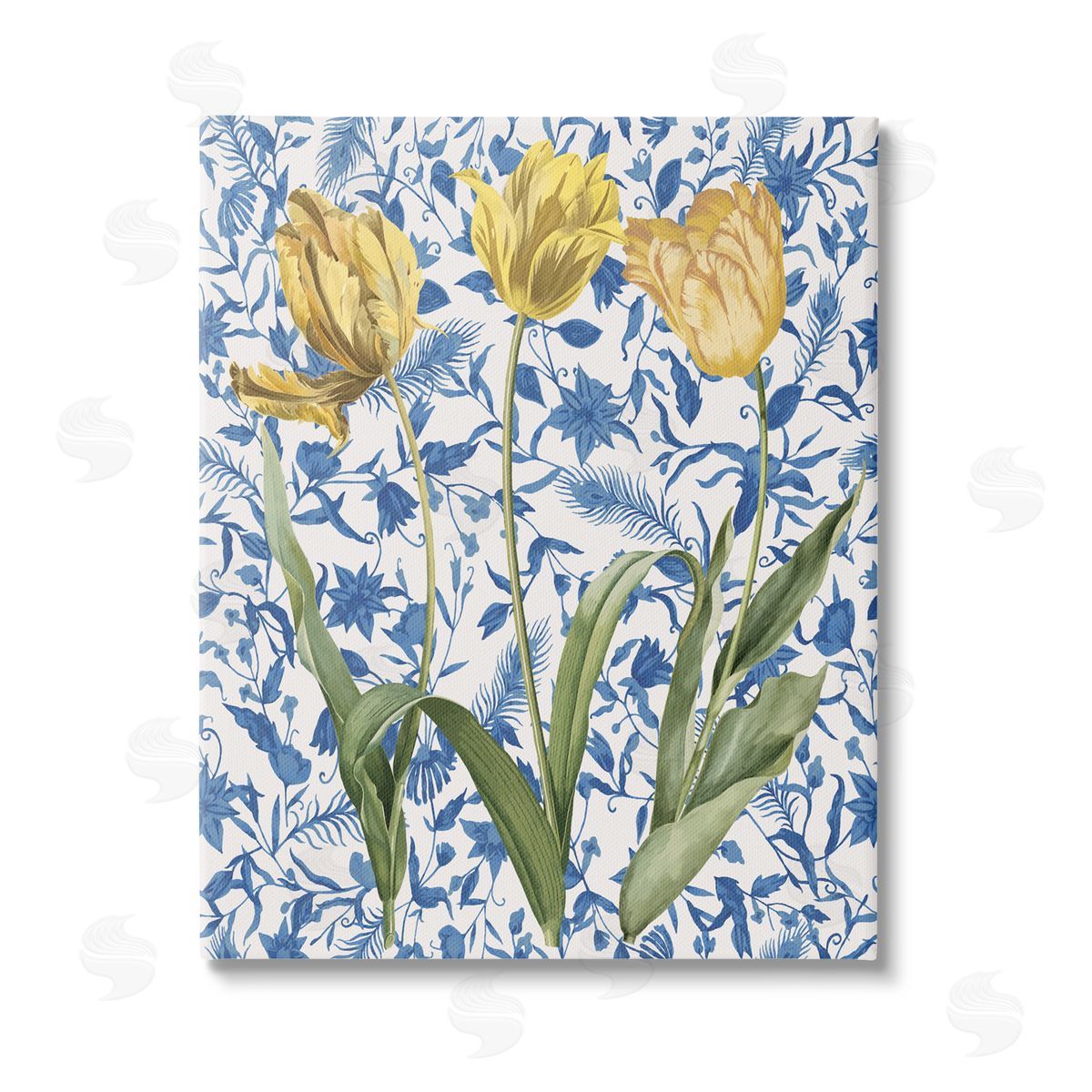 Stupell Studio Three Tulips on Toile Stretched Canvas Wall Art Print