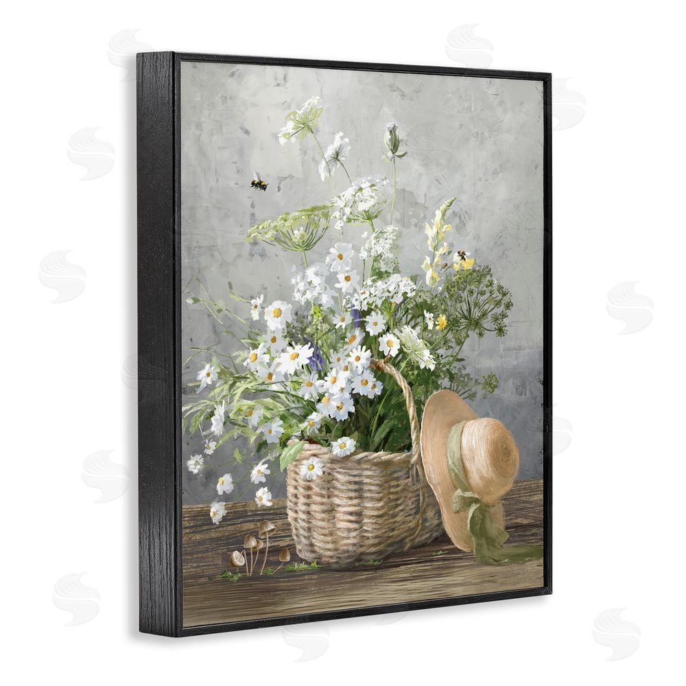 Danhui Nai Country Daisy Basket Black Framed Giclee Wall Art Print