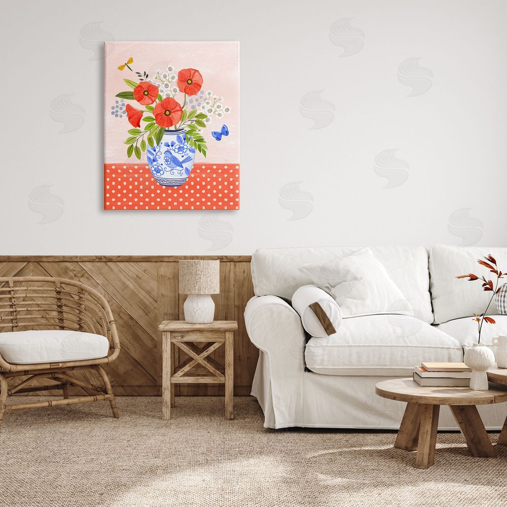 Sharon Lee Bright Bouquet on Polka Dots Canvas Wall Art Print in Room