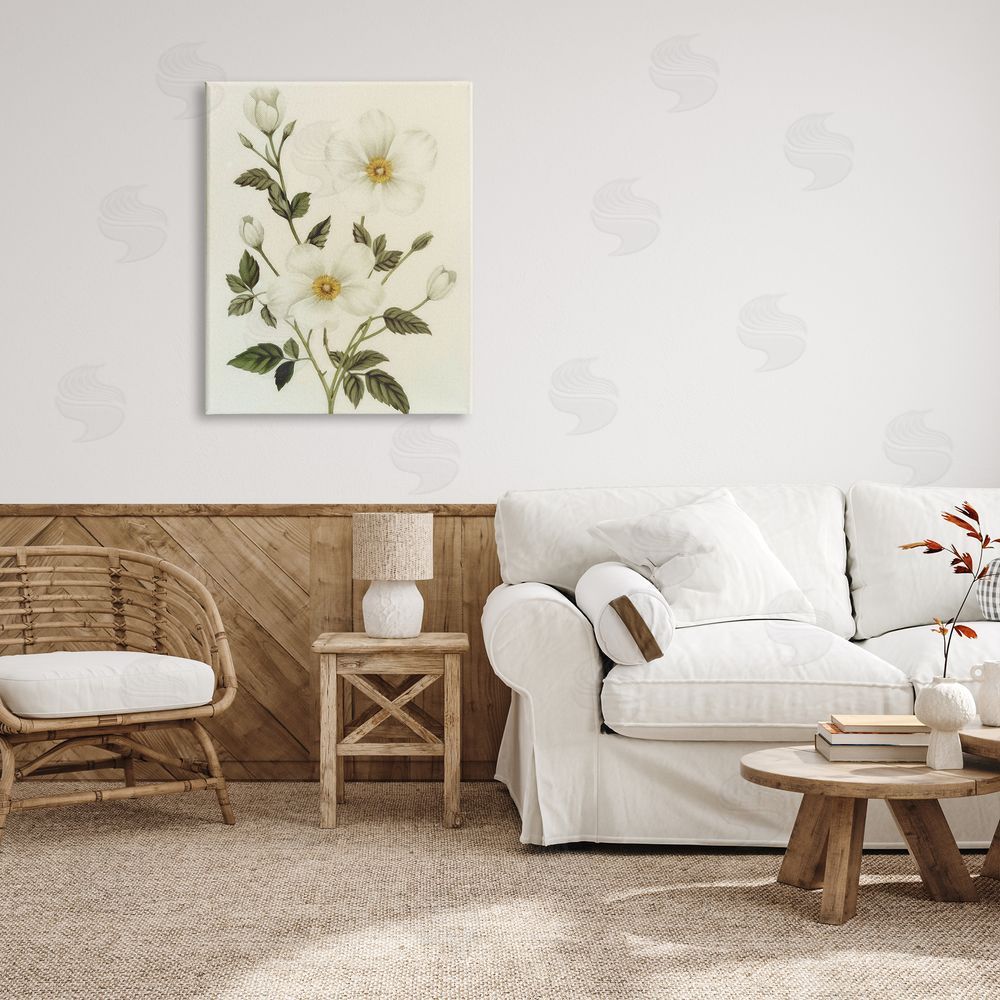 Ziwei Li Vintage Apple Blossoms Canvas Wall Art Print in Room