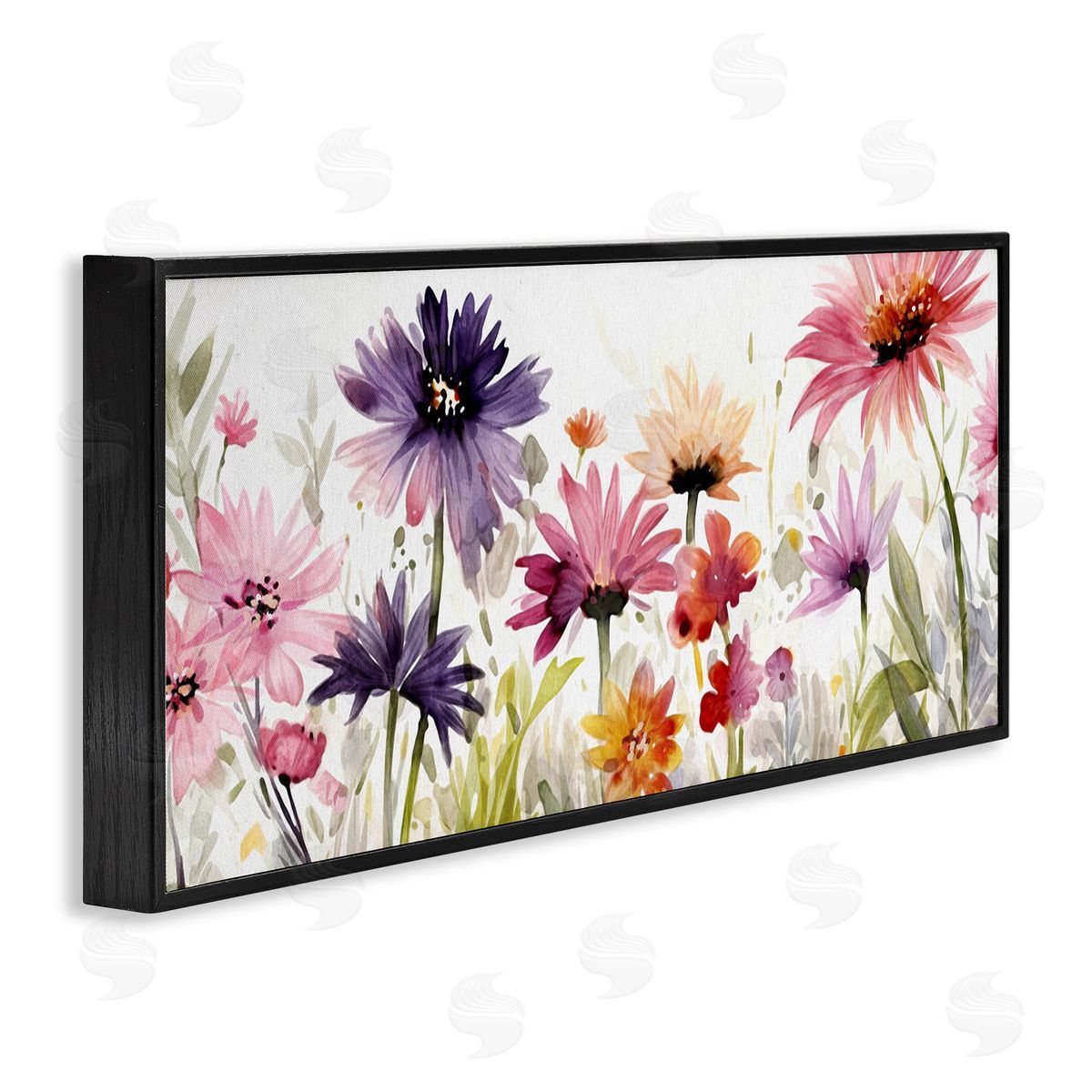 Pink & Purple Blossoms Black Frame Print Wall Art, Home Decor by Ziwei Li