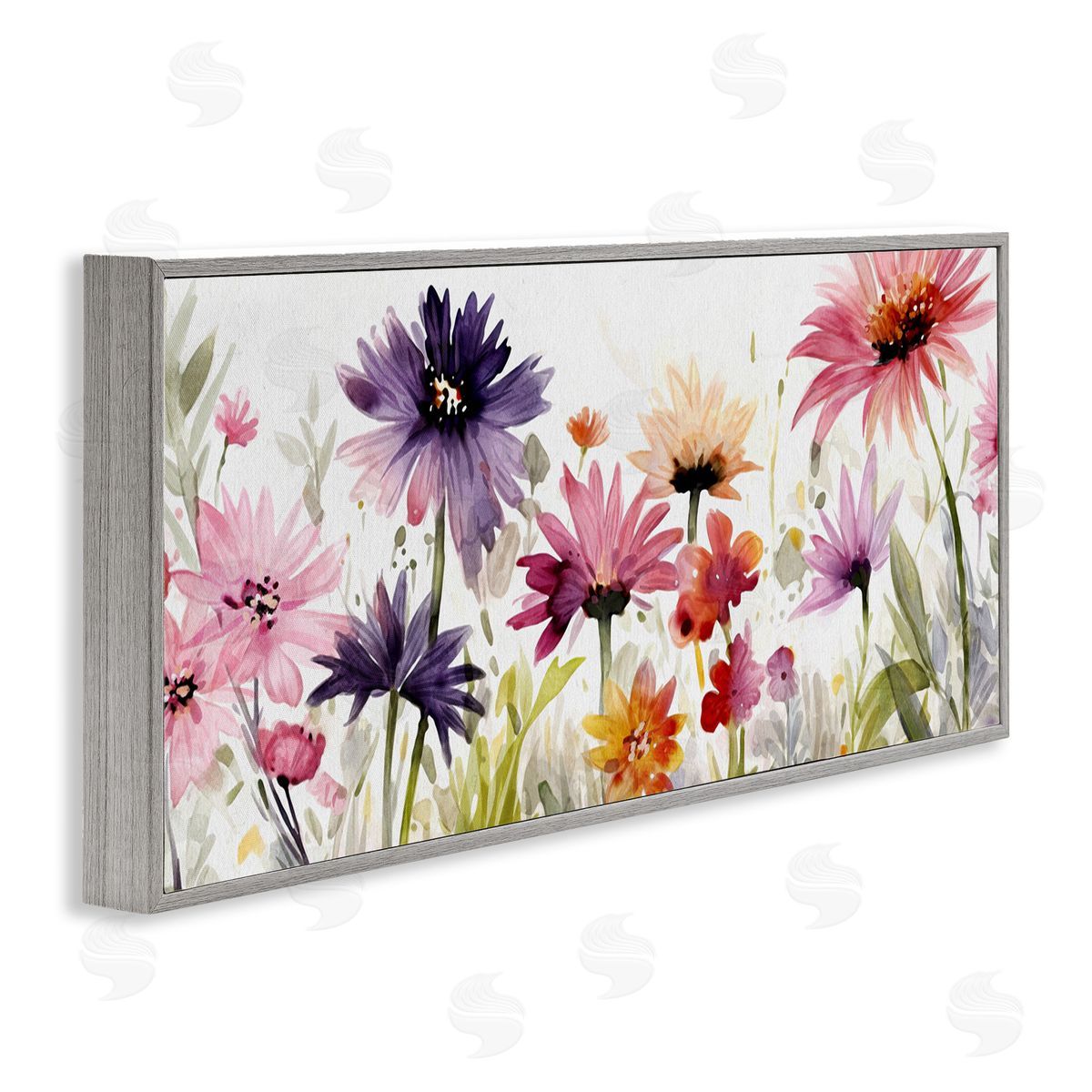 Pink & Purple Blossoms Grey Frame Print Wall Art, Home Decor by Ziwei Li