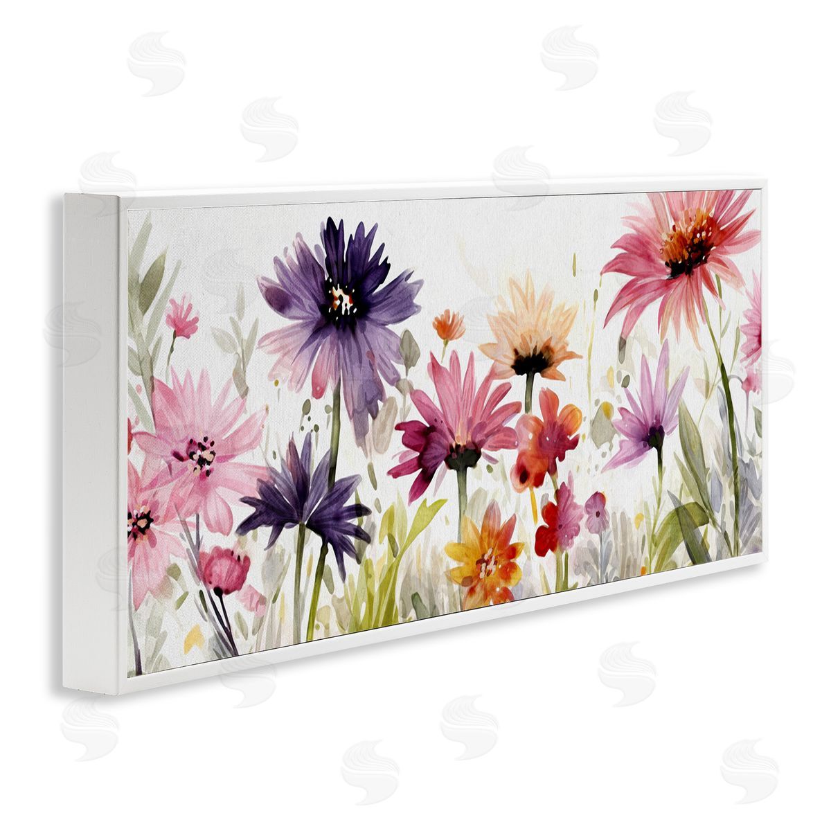 Pink & Purple Blossoms White Frame Print Wall Art, Home Decor by Ziwei Li