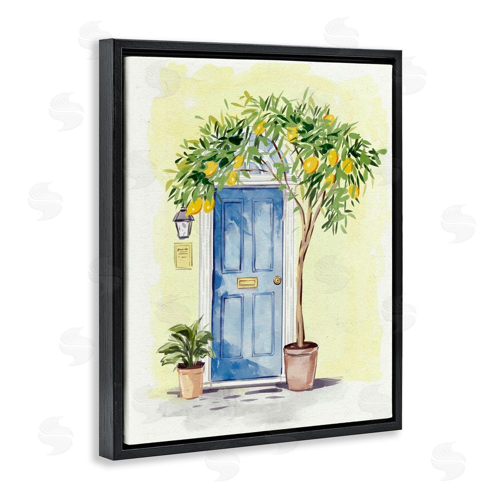 Ziwei Li Lemon Tree in Doorway Black Floating Frame Canvas Wall Art Print