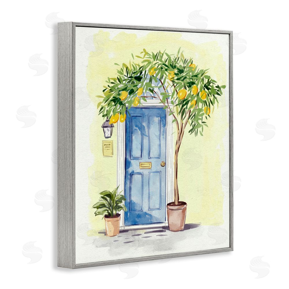 Ziwei Li Lemon Tree in Doorway Gray Framed Giclee Wall Art Print