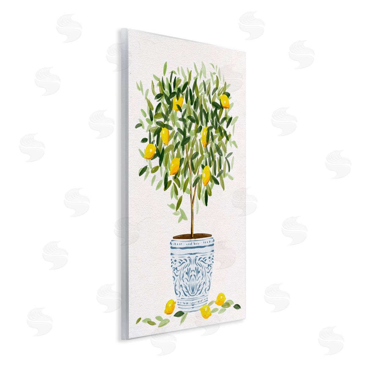 Lemon Tree Detailed Planter Wood Plaque Wall Art, Home Decor by Ziwei Li