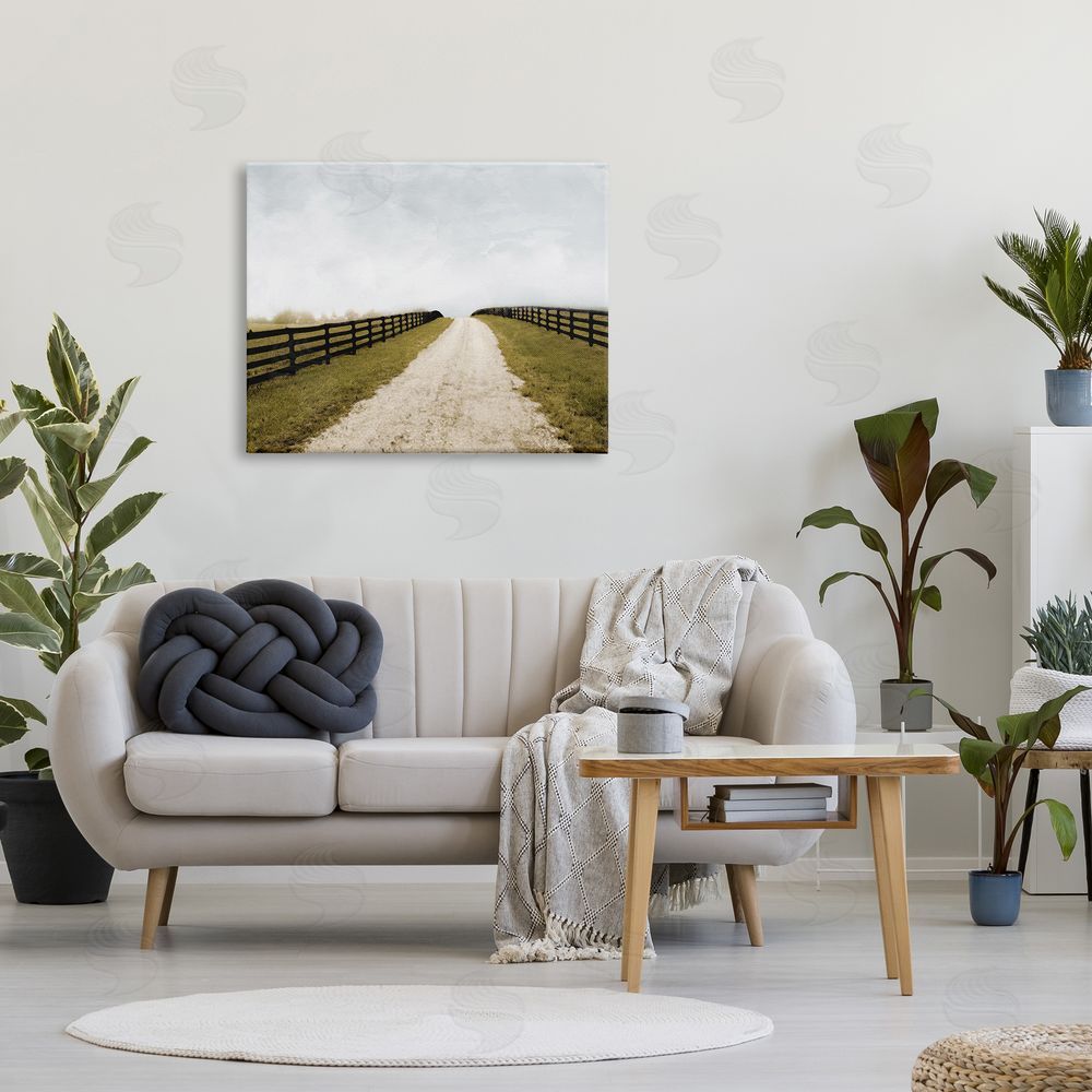 Ynon Mabat Farmland Path with Fence Canvas Wall Art Print in Room