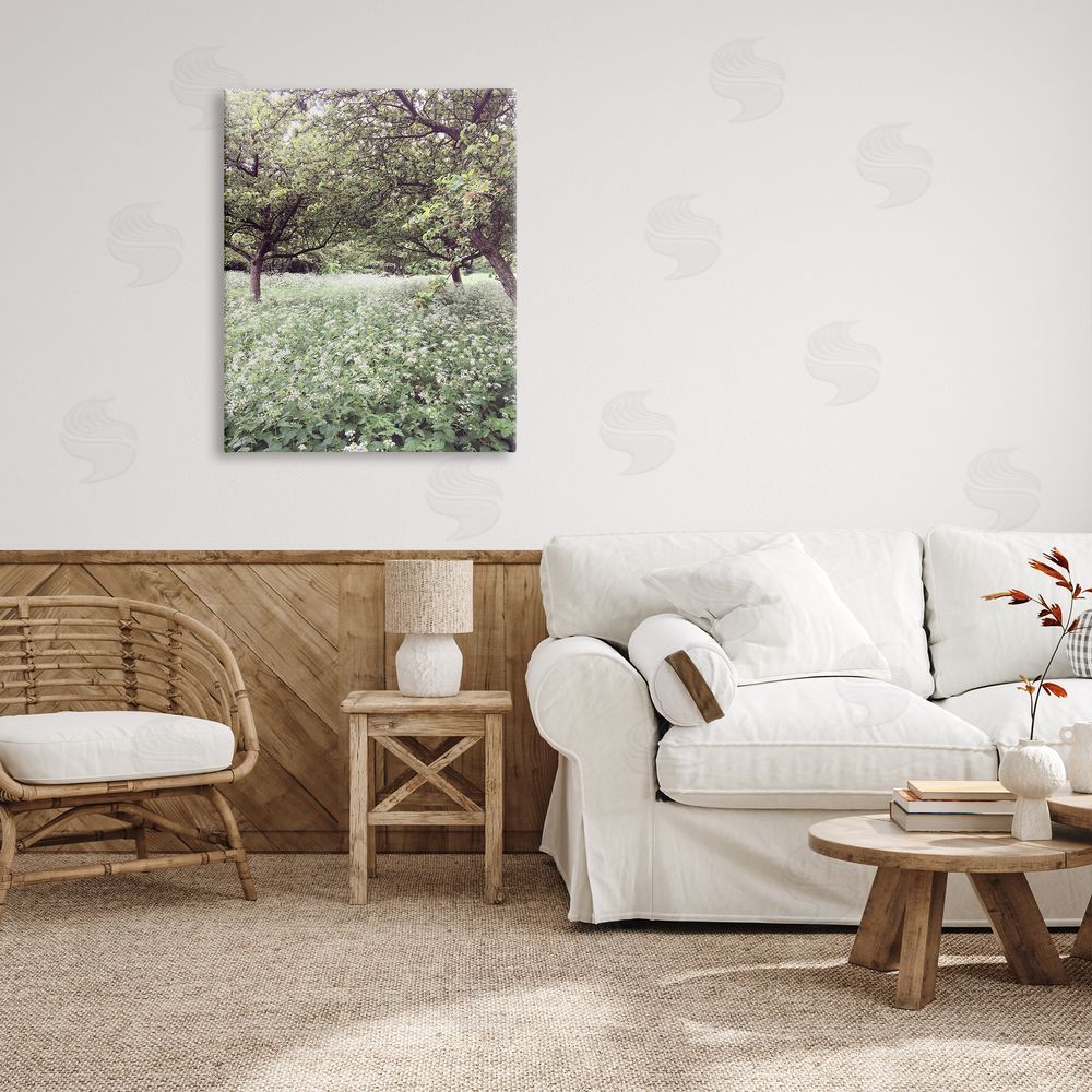 Sarah Jane Lush Meadow Trees Canvas Wall Art Print in Room