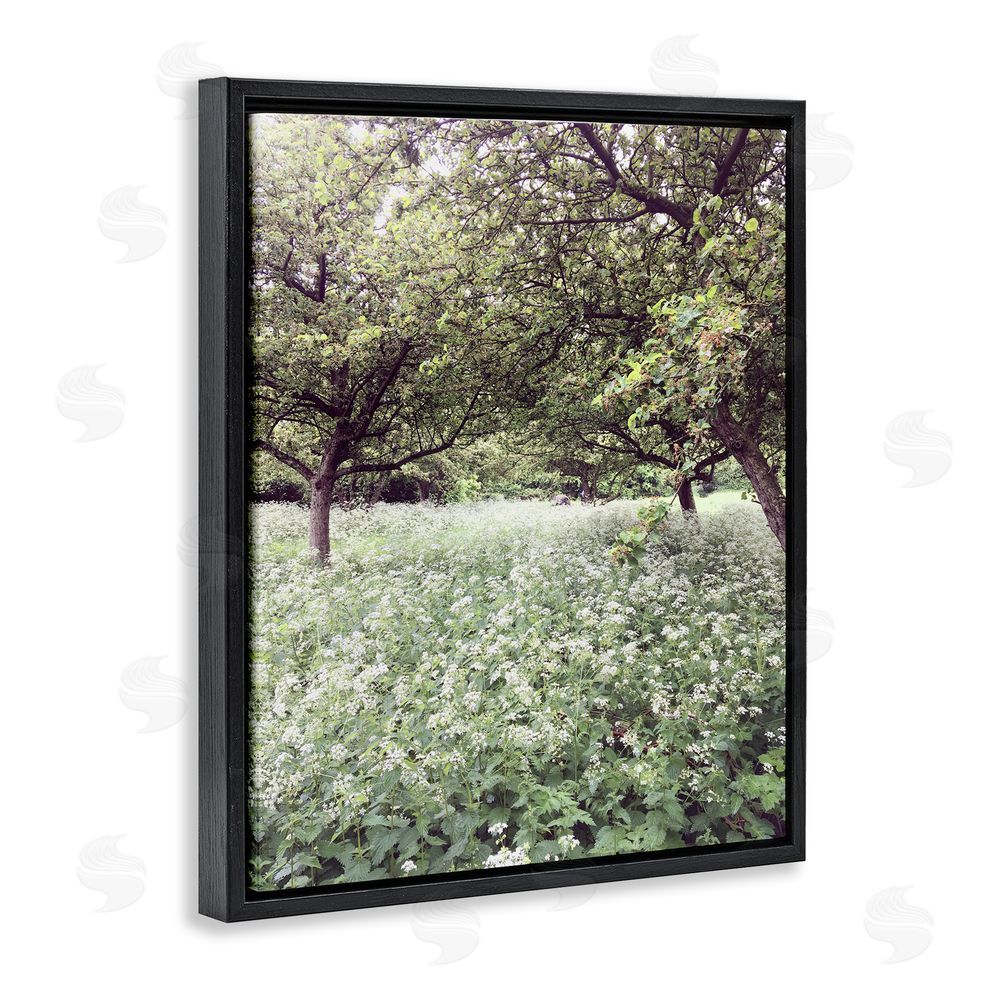 Sarah Jane Lush Meadow Trees Black Floating Frame Canvas Wall Art Print