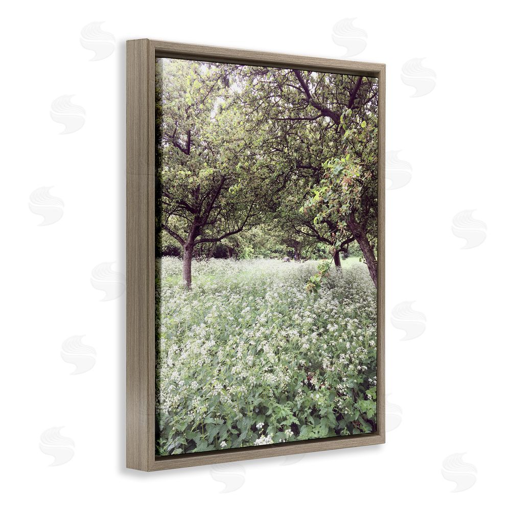 Sarah Jane Lush Meadow Trees Brown Floating Frame Canvas Wall Art Print