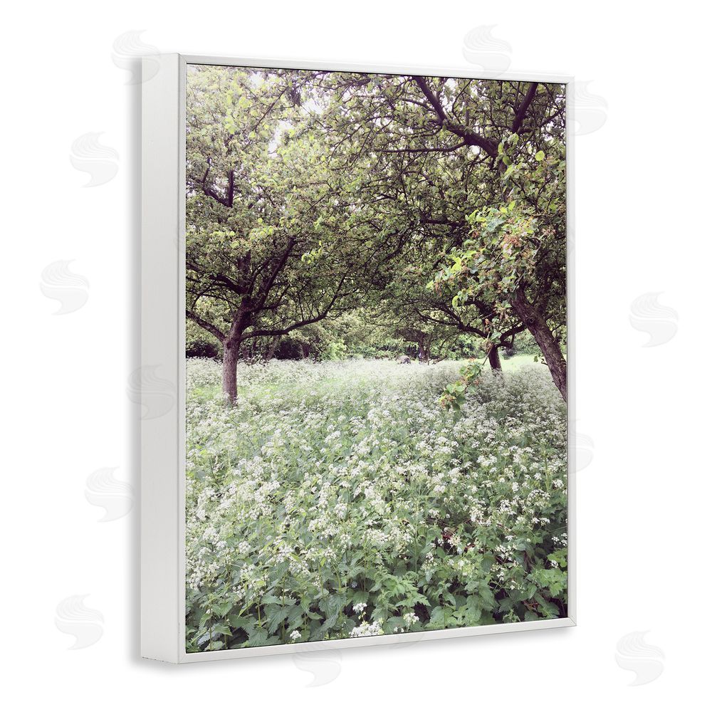 Sarah Jane Lush Meadow Trees White Framed Giclee Wall Art Print