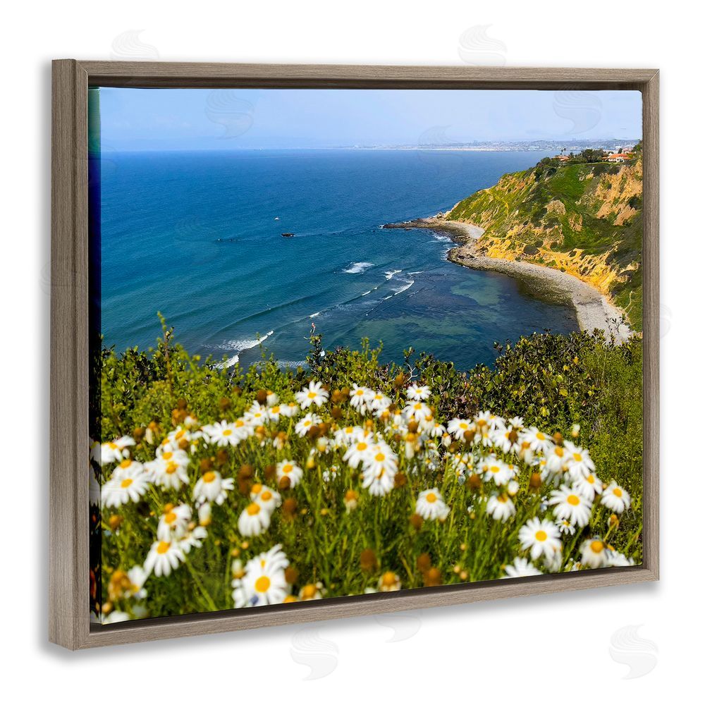 Kathy Mansfield Meadow over Ocean Tide Brown Floating Frame Canvas Wall Art Print