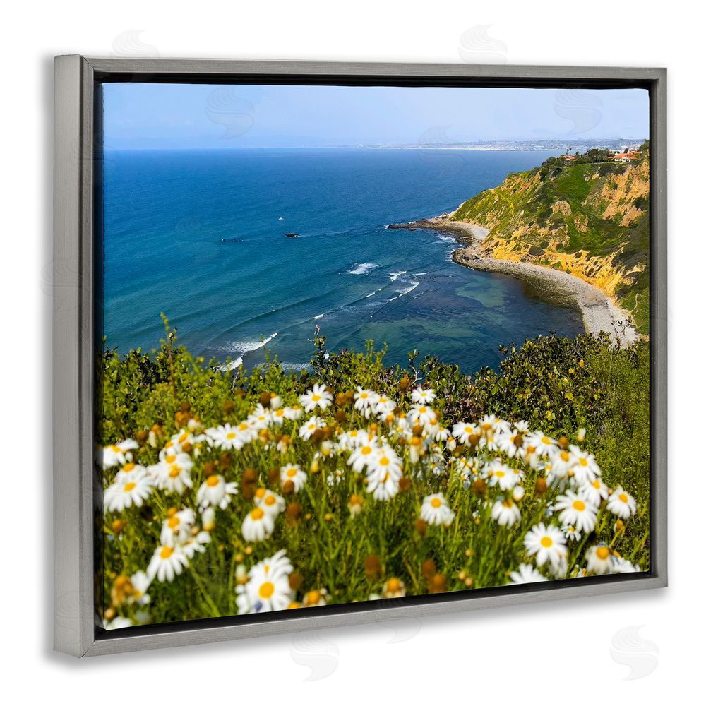 Kathy Mansfield Meadow over Ocean Tide Grey Floating Frame Canvas Wall Art Print