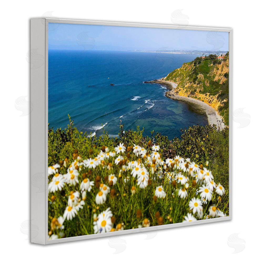 Kathy Mansfield Meadow over Ocean Tide White Framed Giclee Wall Art Print
