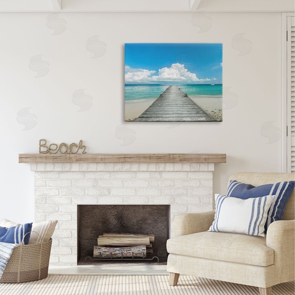 Danita Delimont Clear Blue Beach Sky Canvas Wall Art Print in Room