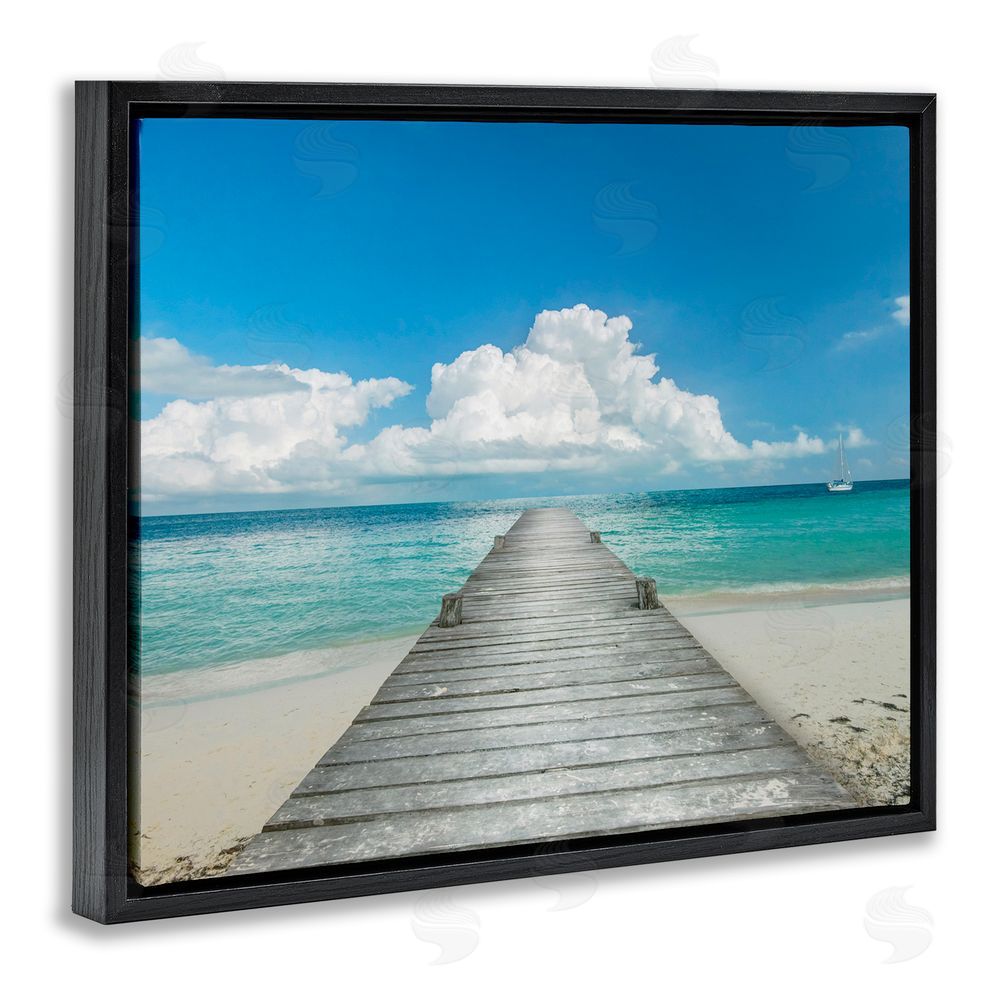 Danita Delimont Clear Blue Beach Sky Black Floating Frame Canvas Wall Art Print