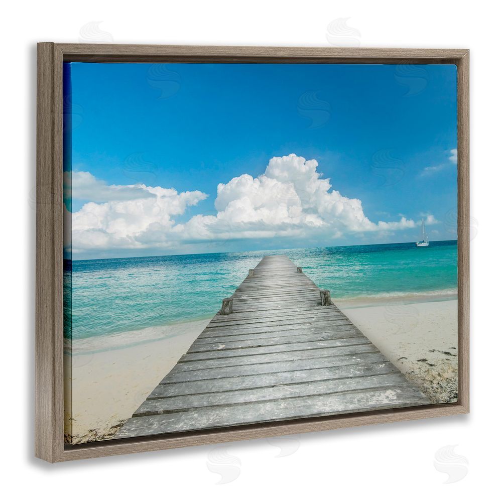 Danita Delimont Clear Blue Beach Sky Brown Floating Frame Canvas Wall Art Print