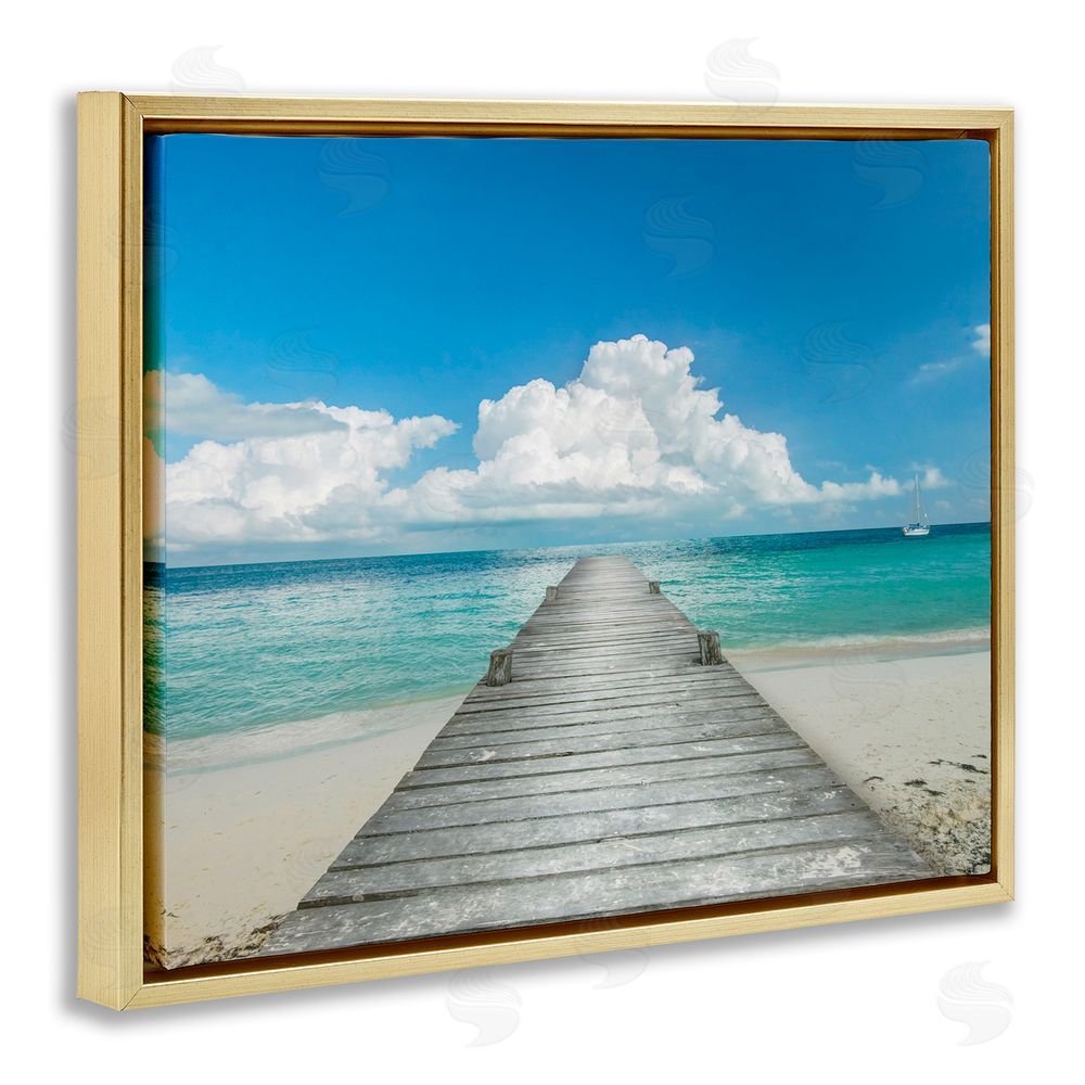 Danita Delimont Clear Blue Beach Sky Gold Floating Frame Canvas Wall Art Print