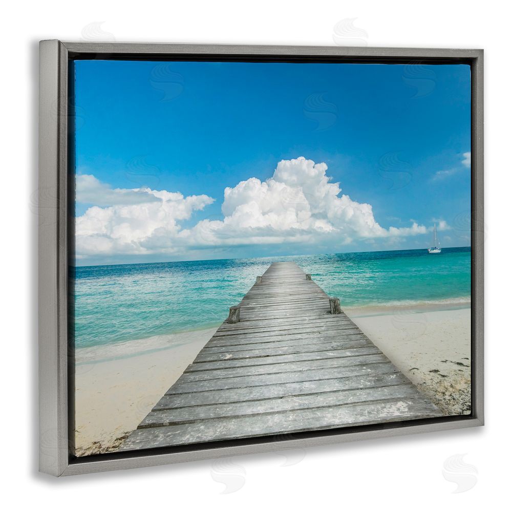 Danita Delimont Clear Blue Beach Sky Grey Floating Frame Canvas Wall Art Print