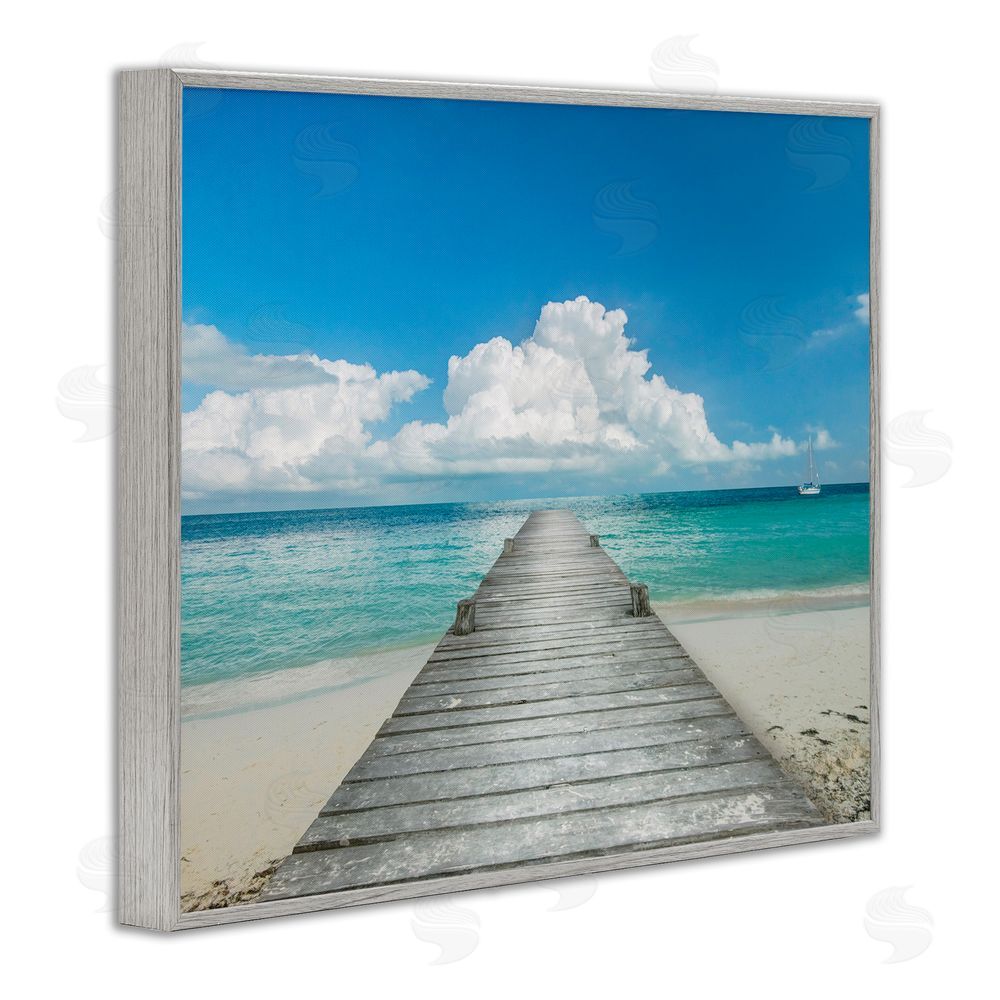 Danita Delimont Clear Blue Beach Sky Gray Framed Giclee Wall Art Print