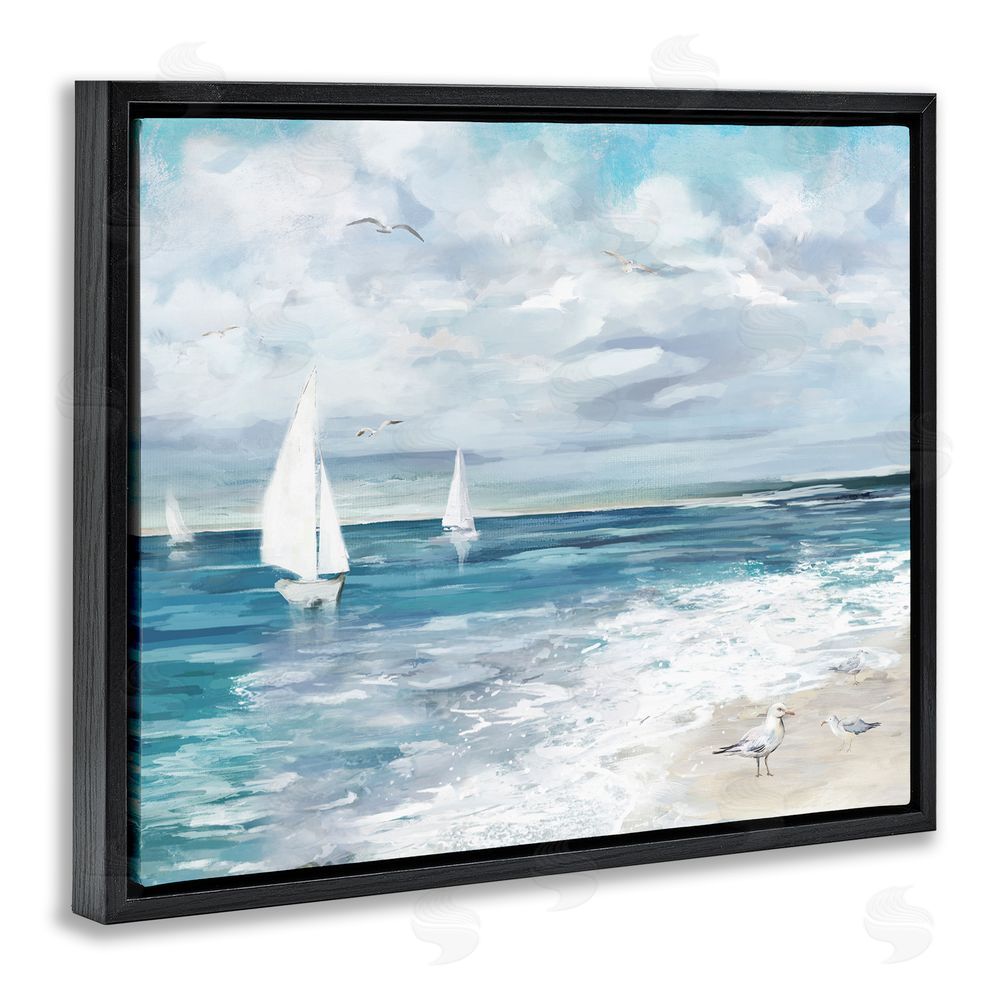 Carson Lyons On The Water Landscape Black Floating Frame Canvas Wall Art Print