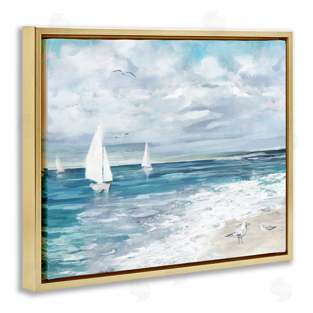 Carson Lyons On The Water Landscape Gold Floating Frame Canvas Wall Art Print