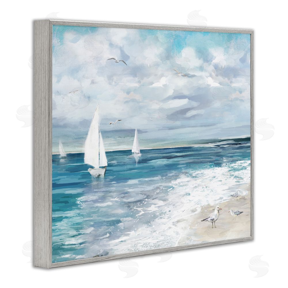 Carson Lyons On The Water Landscape Gray Framed Giclee Wall Art Print