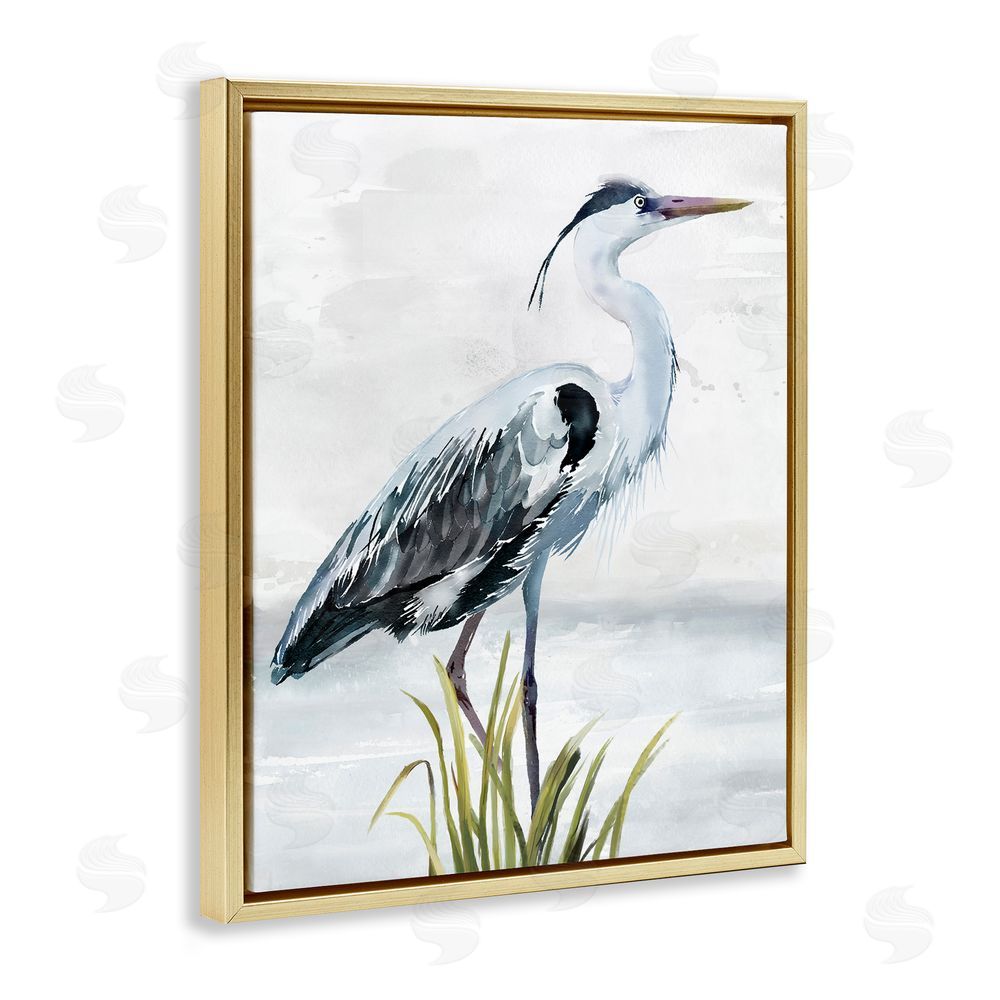 Carson Lyons Shore Bird Portrait Gold Floating Frame Canvas Wall Art Print