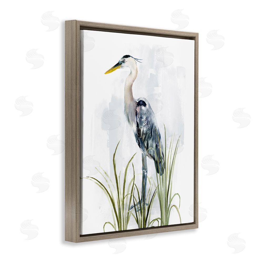 Carson Lyons Shore Bird Looking Left Brown Floating Frame Canvas Wall Art Print