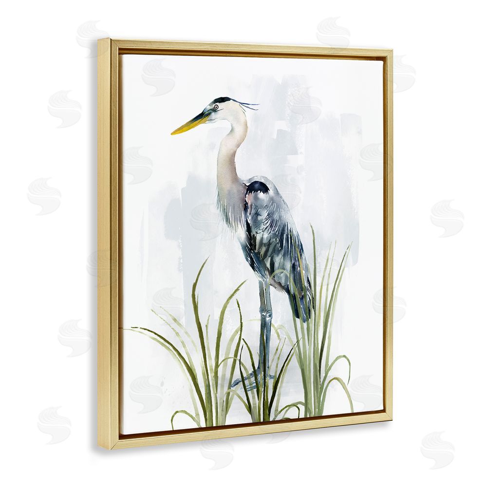 Carson Lyons Shore Bird Looking Left Gold Floating Frame Canvas Wall Art Print