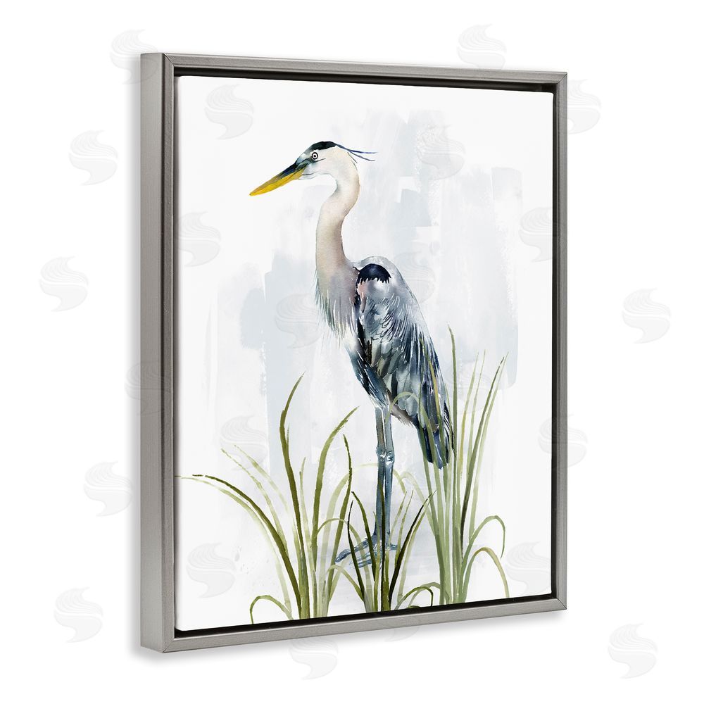 Carson Lyons Shore Bird Looking Left Grey Floating Frame Canvas Wall Art Print