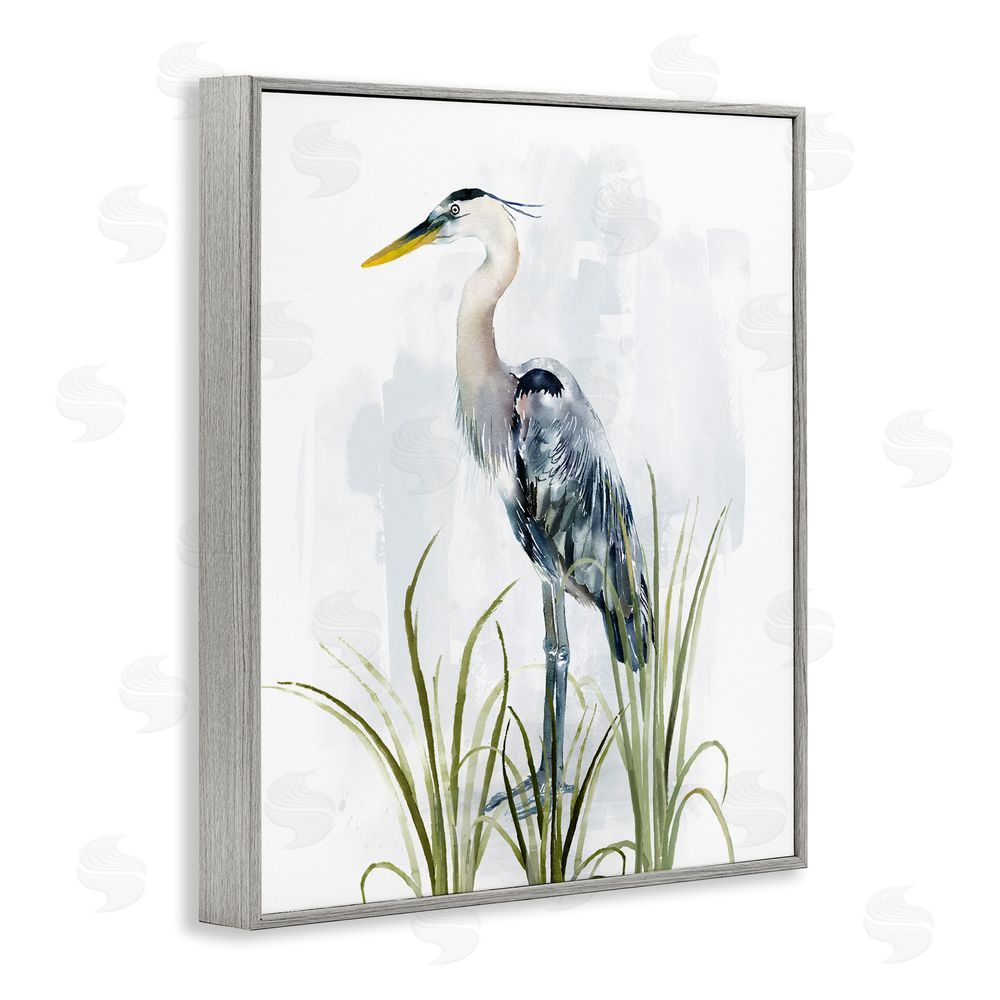 Carson Lyons Shore Bird Looking Left Gray Framed Giclee Wall Art Print