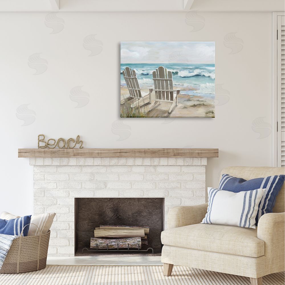 Carson Lyons Serene Beach Scene Canvas Wall Art Print in Room