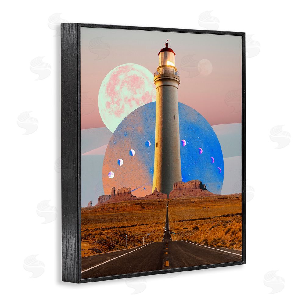 Ziwei Li Surreal Lighthouse in Desert Black Framed Giclee Wall Art Print