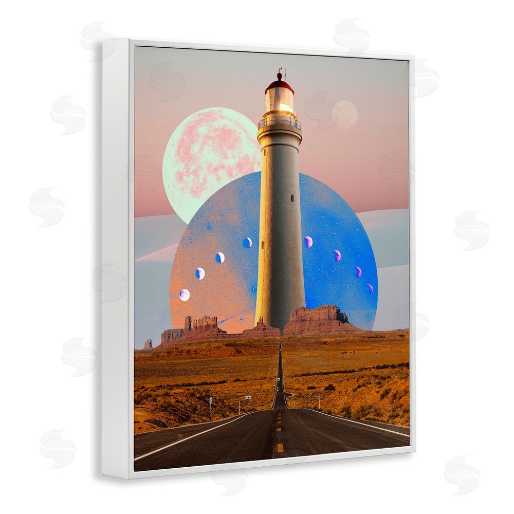Ziwei Li Surreal Lighthouse in Desert White Framed Giclee Wall Art Print
