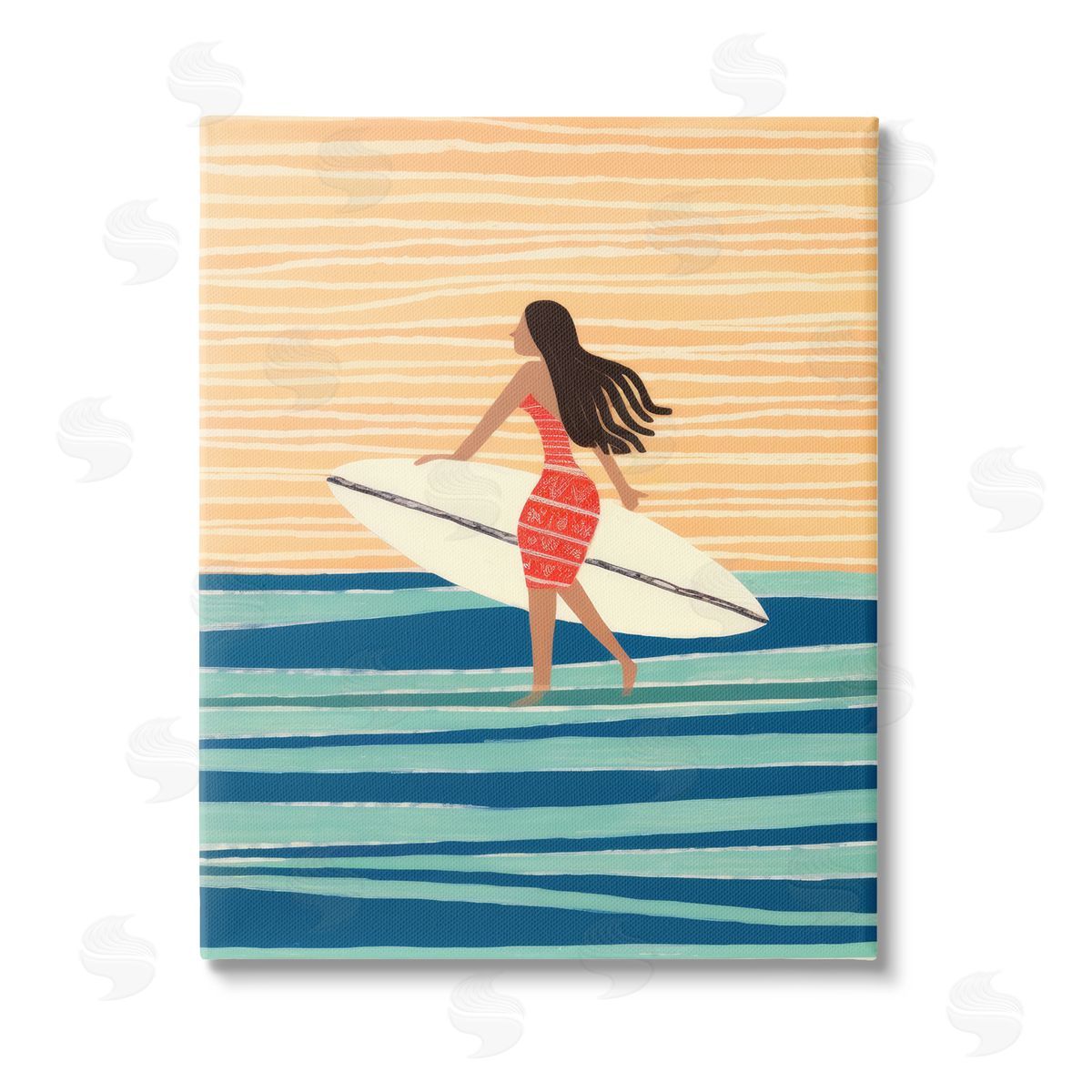 Lazar Studio Abstract Surfer Girl Stretched Canvas Wall Art Print