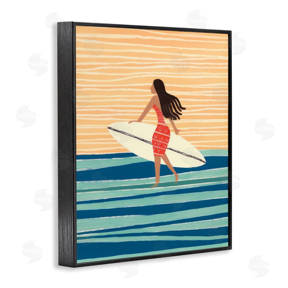 Lazar Studio Abstract Surfer Girl Black Framed Giclee Wall Art Print