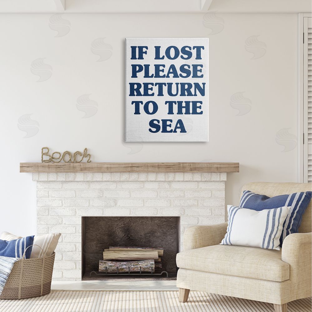 Stupell Studio Return to Sea Phrase Canvas Wall Art Print in Room