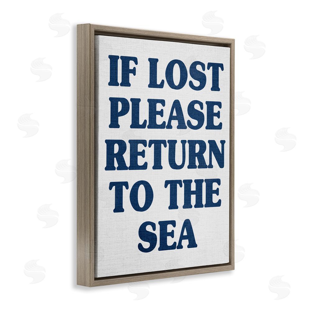 Stupell Studio Return to Sea Phrase Brown Floating Frame Canvas Wall Art Print