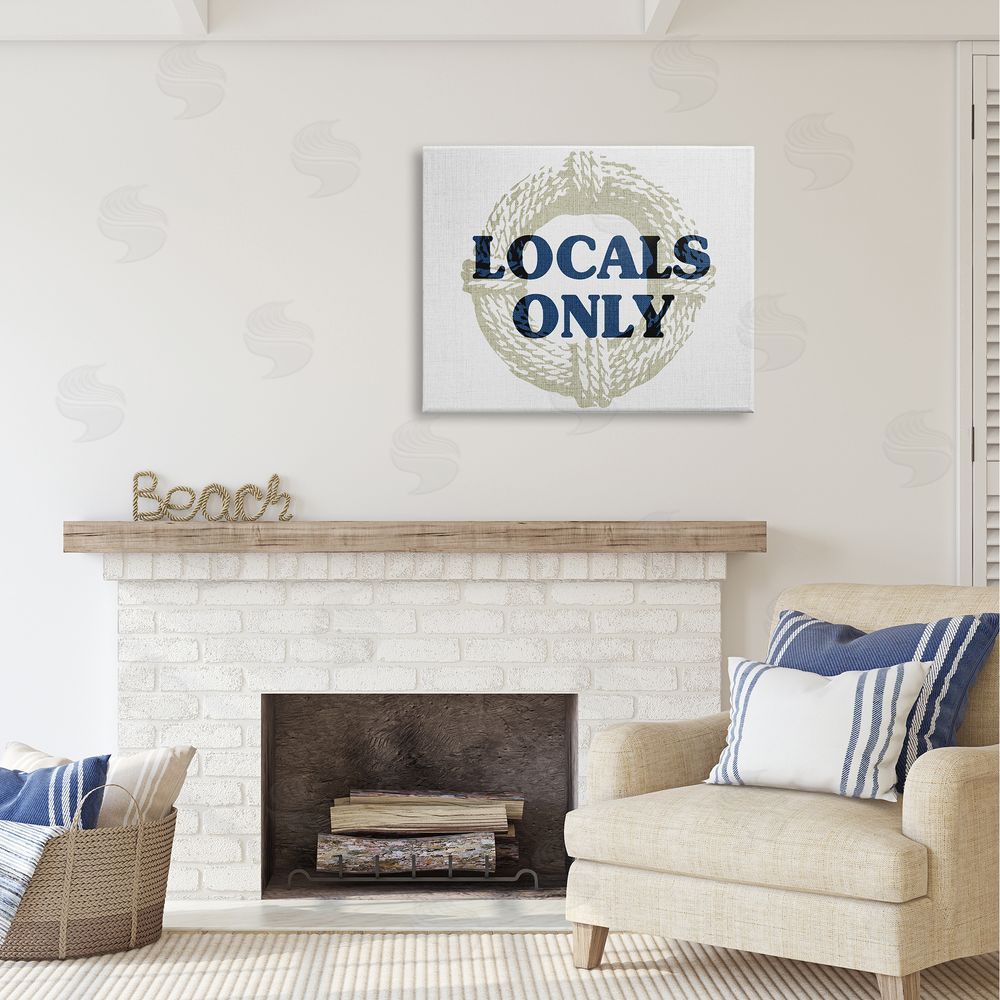 Stupell Studio Locals Only Maritime Phrase Canvas Wall Art Print in Room