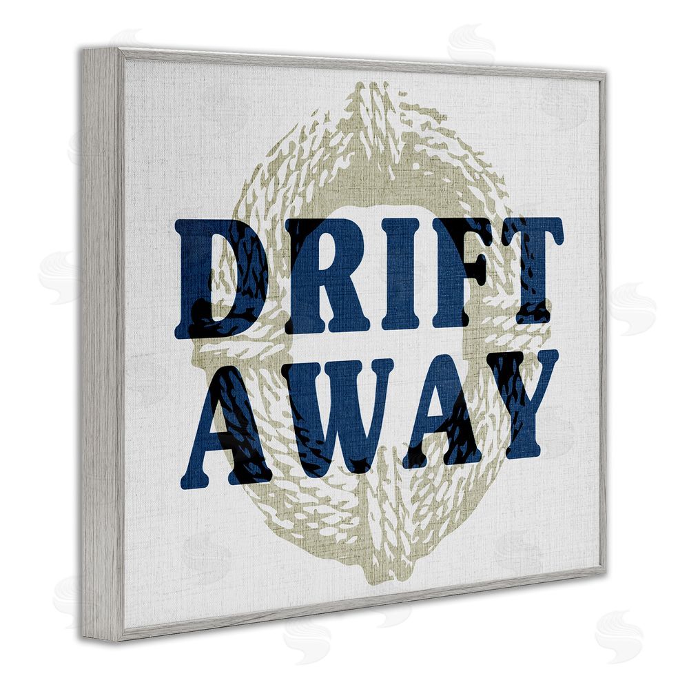 Stupell Studio Drift Away Maritime Phrase Gray Framed Giclee Wall Art Print