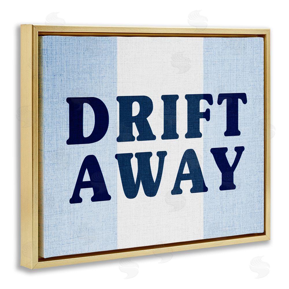 Stupell Studio Drift Away on Stripes Gold Floating Frame Canvas Wall Art Print