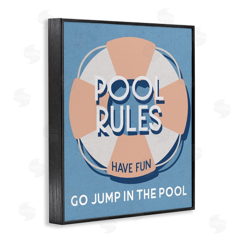 Stupell Studio Vintage Pool Rules Black Framed Giclee Wall Art Print
