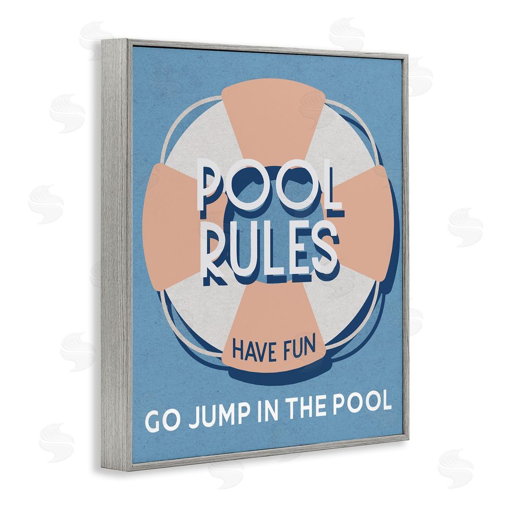 Stupell Studio Vintage Pool Rules Gray Framed Giclee Wall Art Print