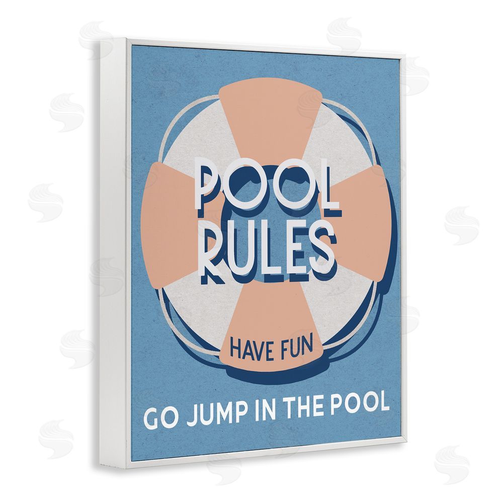 Stupell Studio Vintage Pool Rules White Framed Giclee Wall Art Print