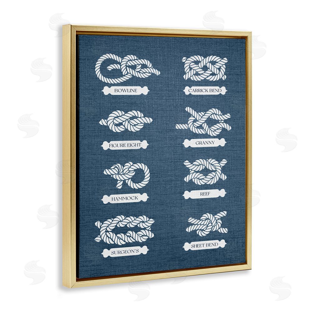Stupell Studio Maritime Rope Knots Gold Floating Frame Canvas Wall Art Print