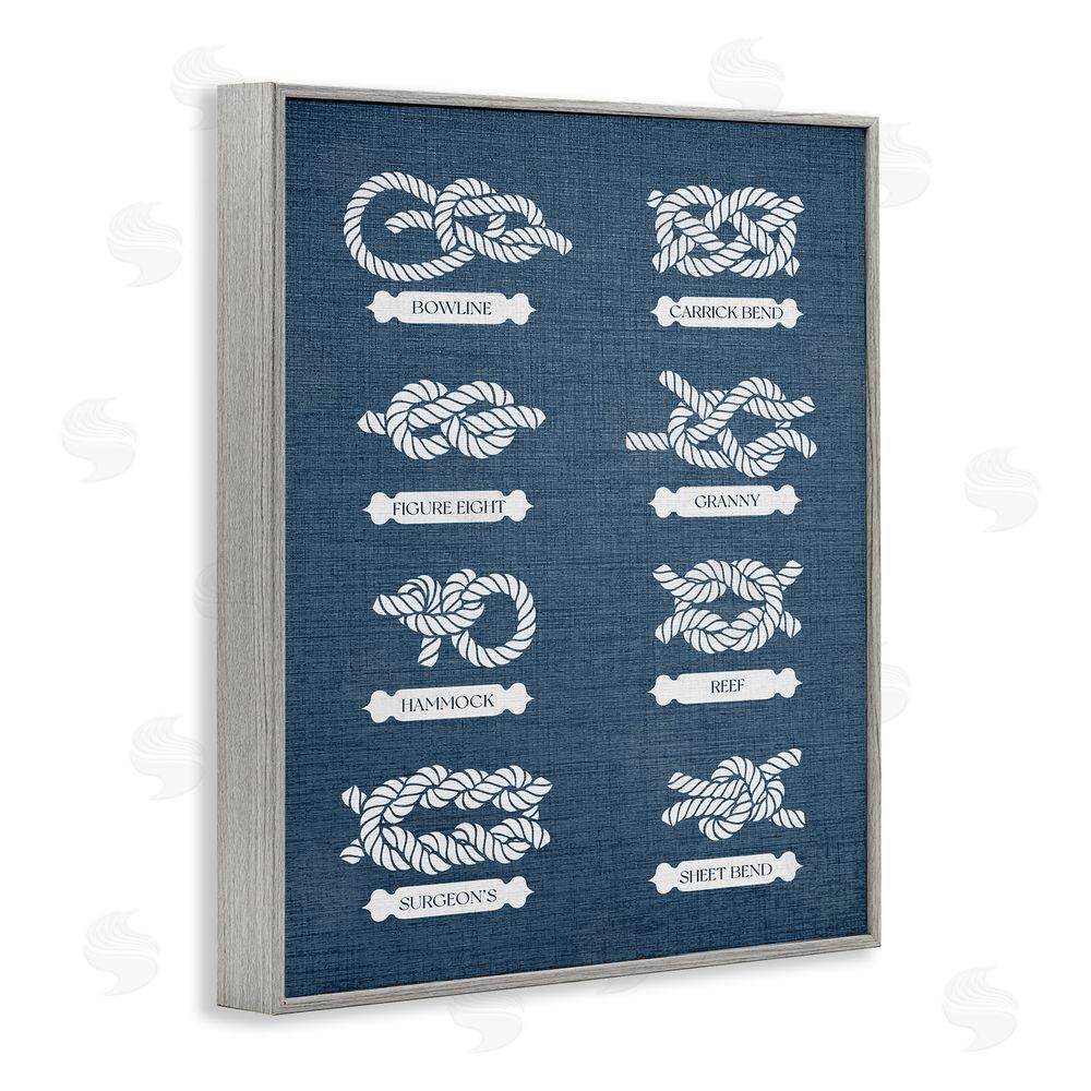 Stupell Studio Maritime Rope Knots Gray Framed Giclee Wall Art Print